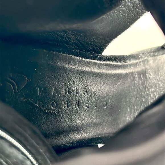 New Zero + Maria Cornejo Black Open Toe Bootie Black Suede Heels Shoes Italy 37 - Picture 9 of 14